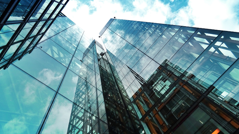 Banks, high buildings.